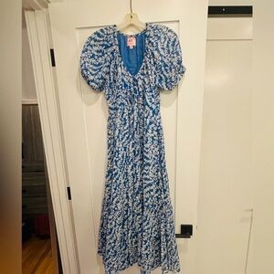 Banjanan Blue and White Floral Midi Dress